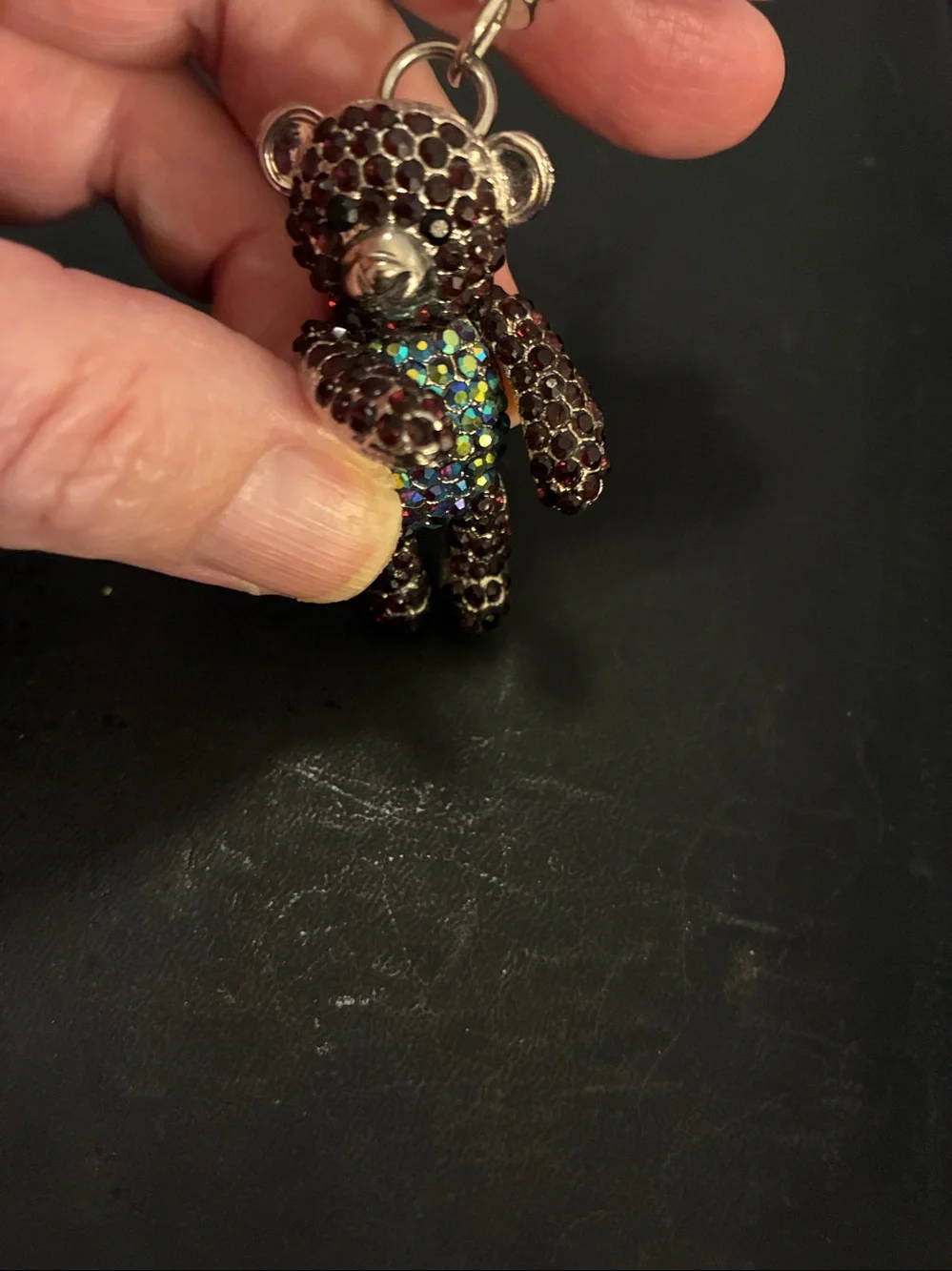 Crystal Teddy Bear Keychain with Iridescent Belly.Arms, head and legs move NWOT